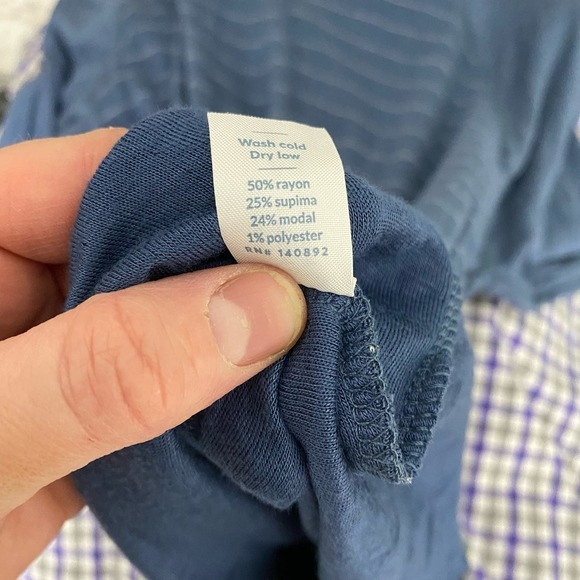 Marine Layer Blue Stripped Double Knit Baseball Raglan Long Sleeve Size Large - Picture 5 of 5